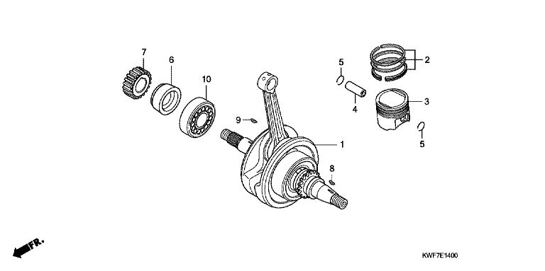 Vilebrequin/piston No 340
