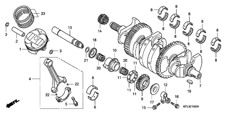 Vilebrequin/piston No 341