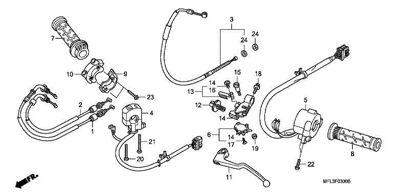 Levier de guidon/commutateur/cable No 100
