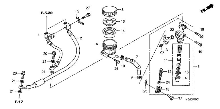Rear brake mastercylinder (cbf1000fa/fs/ft) No 1
