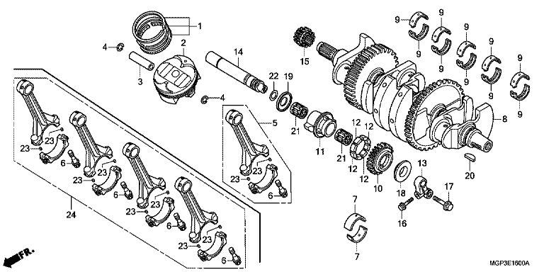 Arbre vilebrequin/piston No 3