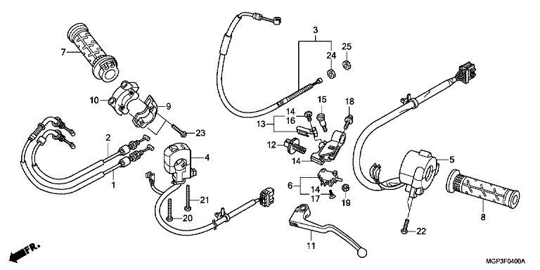 Levier de guidon/commutateur/cable No 101