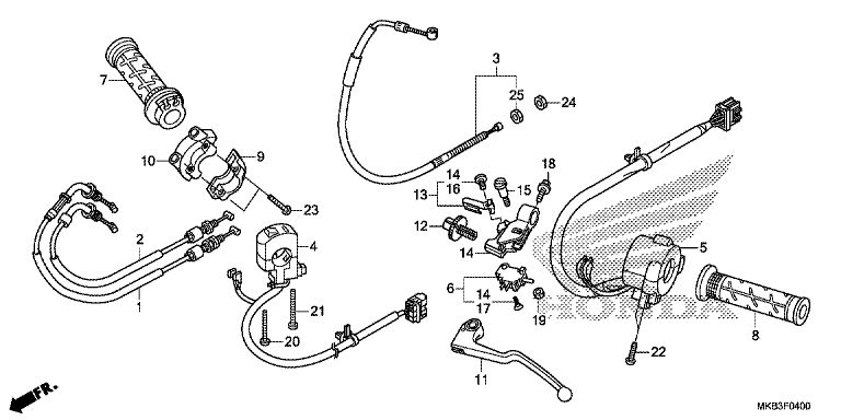 Levier de guidon/commutateur/cable No 102